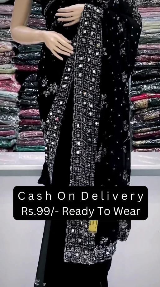 New Stylist Heavy Embroidered Party & Festive Wedding Wear Black Saree For Women - Image 2