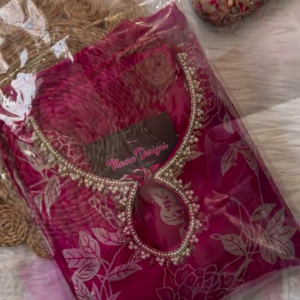 Burgundy Floral Print Kurti with Decorative Neckline