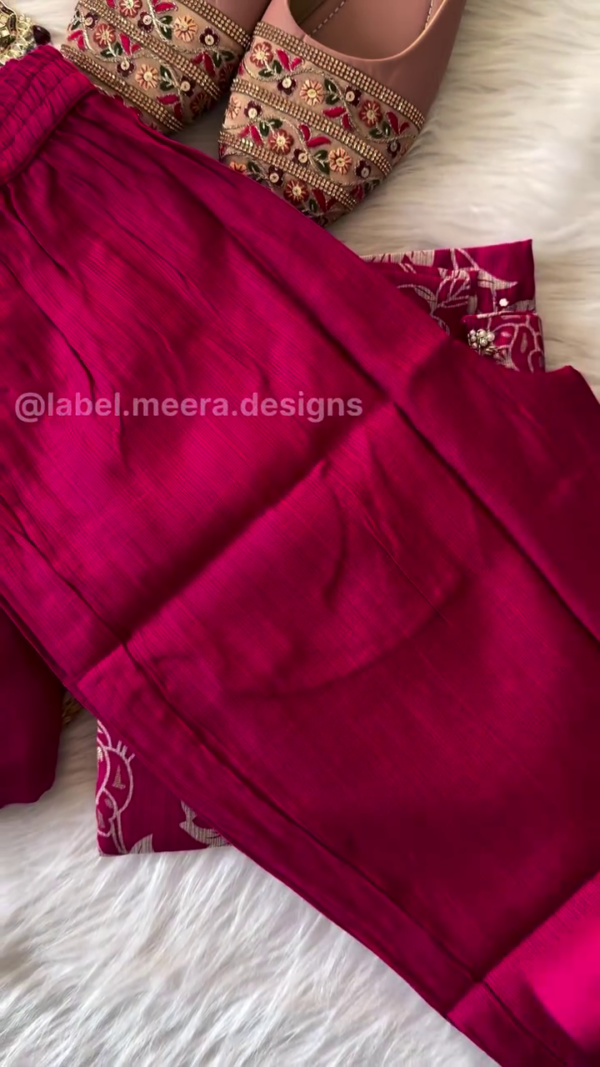 Burgundy Floral Print Kurti with Decorative Neckline - Image 5