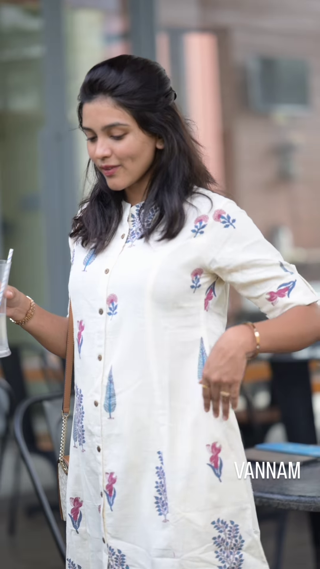 Elegant Off-White Floral Shirt Kurti Set – Timeless Grace & Comfort - Image 4