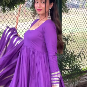 Royal Elegance – Graceful Purple Anarkali Set with Dupatta