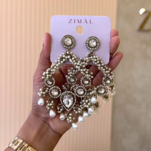Elegant Kundan & Pearl Chandelier Earrings ✨