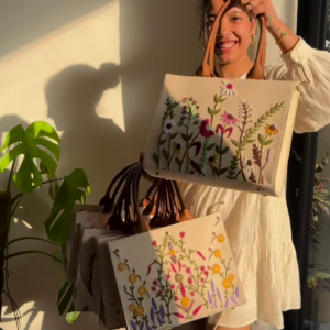 🌸 Medium Embroidered Tote Bags – Handcrafted Floral Elegance