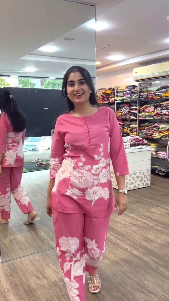 Pastel Green Cotton Co-Ord Set with Embroidered Yoke and Flared Top – Comfortable Ethnic Casual Wear for Women with Matching Wide-Leg Pants - Image 3