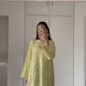 Ethereal Butter Yellow Eid Ensemble with Intricate Embroidery and Elegant Chiffon Dupatta