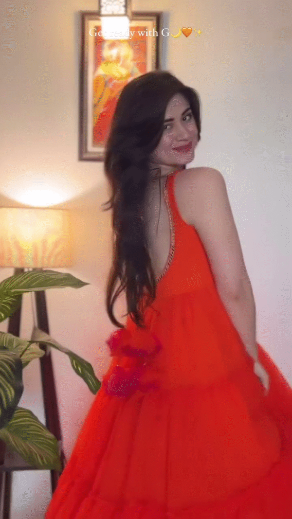 Elegant Fiery Coral Anarkali Maxi Dress 🌺✨ | Sleeveless Ethnic Chic Gown for Festive & Party Wear - Image 4