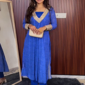  Royal Sapphire Blue Anarkali Kurta Set 🌊💎 | Handcrafted Foil Work Festive Wear