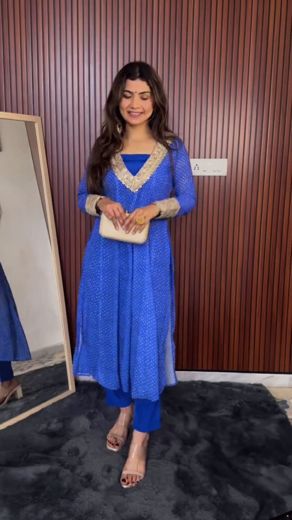  Royal Sapphire Blue Anarkali Kurta Set 🌊💎 | Handcrafted Foil Work Festive Wear