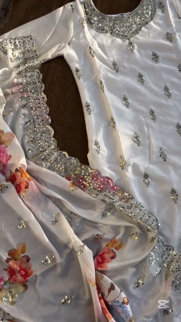 ✨ Snow White Mirror-Embroidered Formal Set 🌸 | Shine with Subtle Glam - Image 4