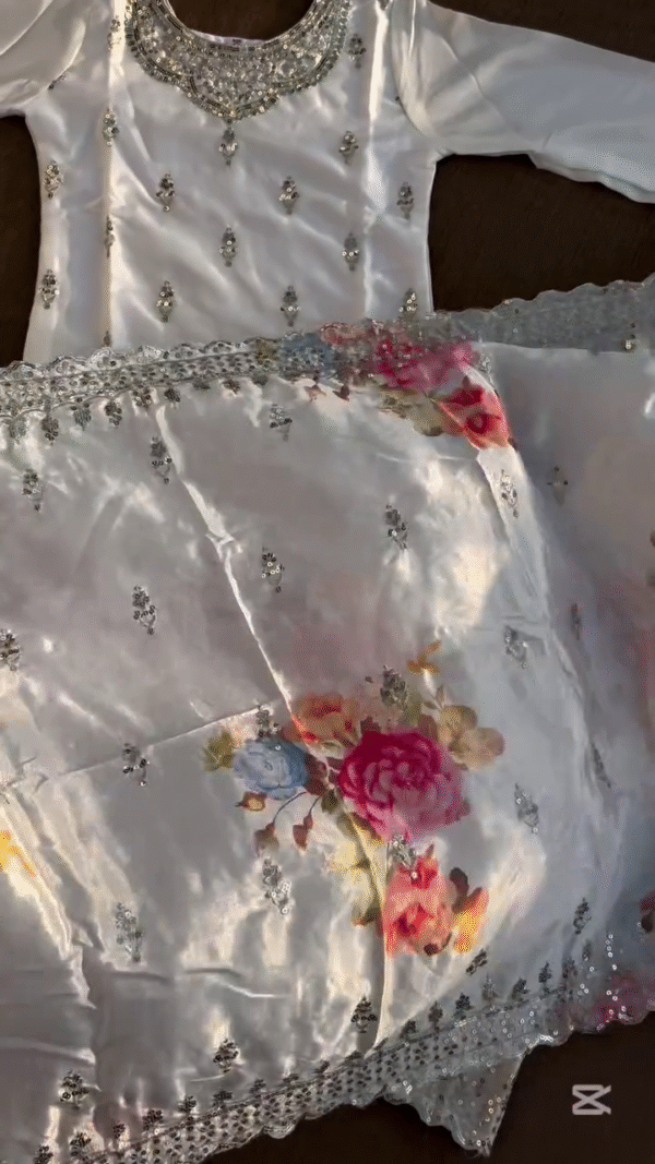 ✨ Snow White Mirror-Embroidered Formal Set 🌸 | Shine with Subtle Glam - Image 6