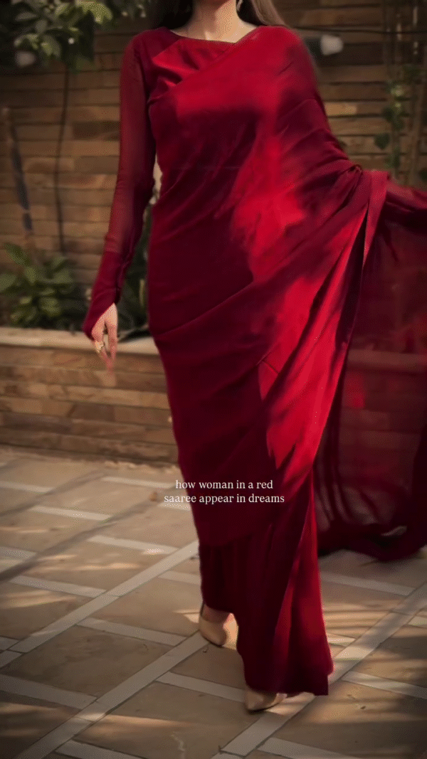 ❤️ Dream in Red: Classic Lace Saree 🔥 | Timeless Elegance, Bold Grace - Image 6