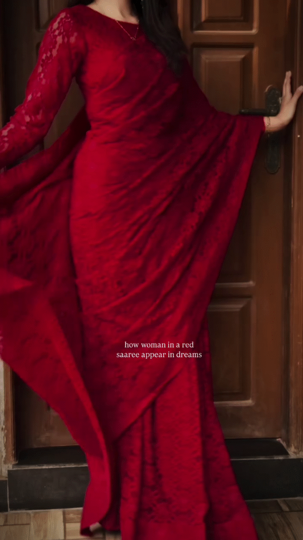 ❤️ Dream in Red: Classic Lace Saree 🔥 | Timeless Elegance, Bold Grace