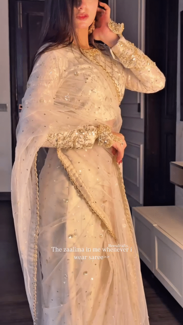 ✨ Golden Glam Saree 👑 | Pure Grace in Every Drape 🌙 - Image 2