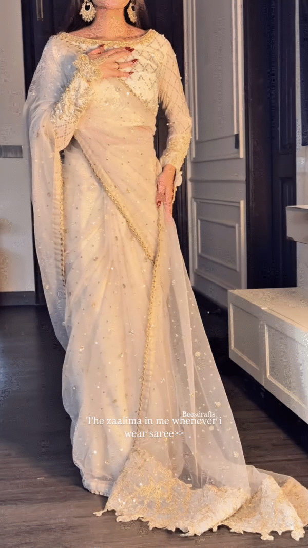 ✨ Golden Glam Saree 👑 | Pure Grace in Every Drape 🌙 - Image 6