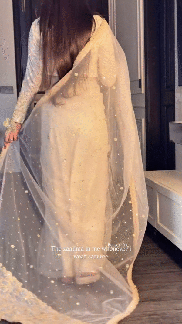 ✨ Golden Glam Saree 👑 | Pure Grace in Every Drape 🌙 - Image 5