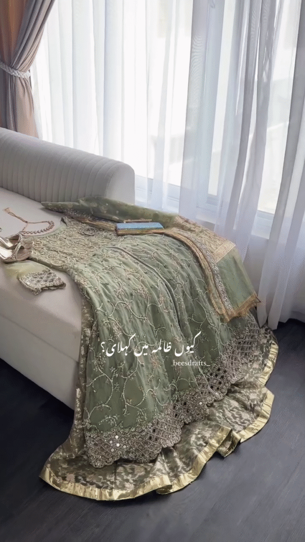 💚 Regal Olive Green Bridal Ensemble 👑 | Fit for the Queen You Are ✨ - Image 3
