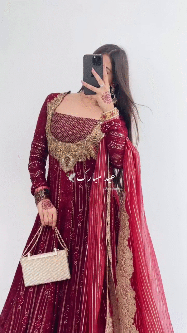 ❤️ Velvet Rose Festive Ensemble | Eid & Wedding Perfection 💫