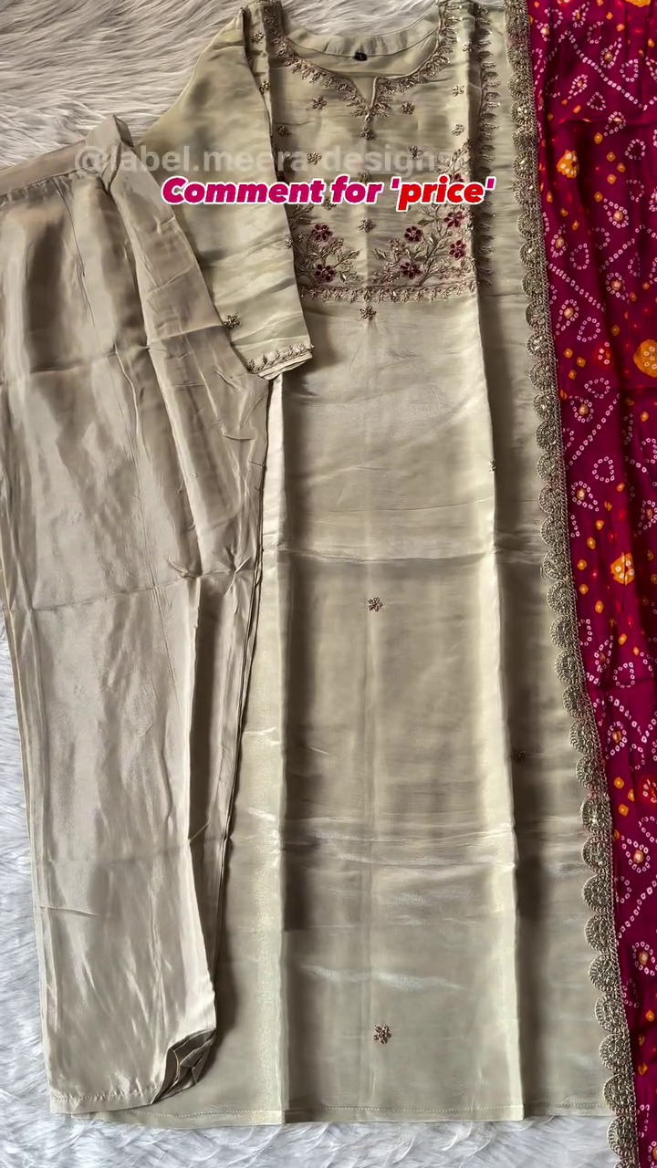 Premium Golden Silk Embroidered Straight Kurta with Handcrafted Floral Detailing for Weddings & Special Occasions ππΌπ - Image 2
