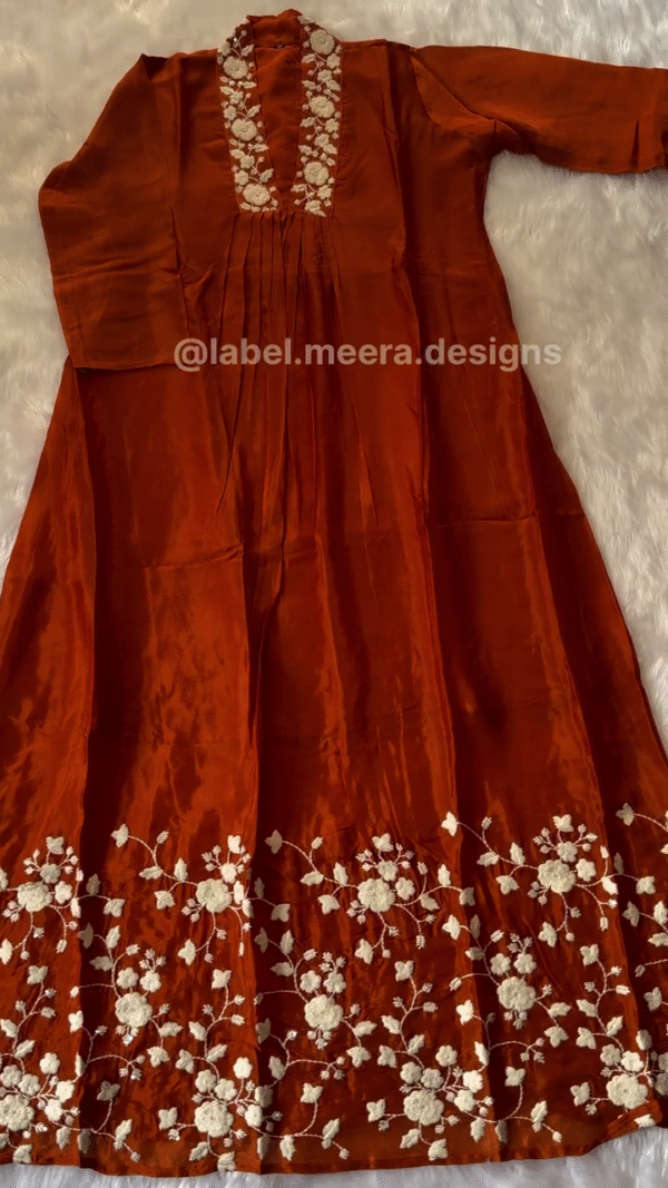 Royal Magenta Flared Gown Dress 👗 | Elegant Anarkali Style Outfit with Square Neckline & Designer Sleeves" - Image 3