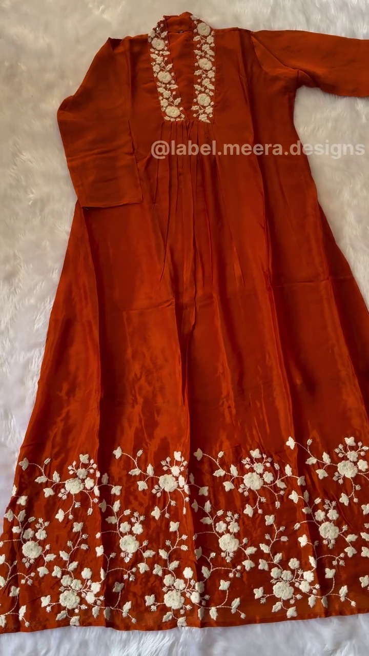 Royal Magenta Flared Gown Dress 👗 | Elegant Anarkali Style Outfit with Square Neckline & Designer Sleeves" - Image 2