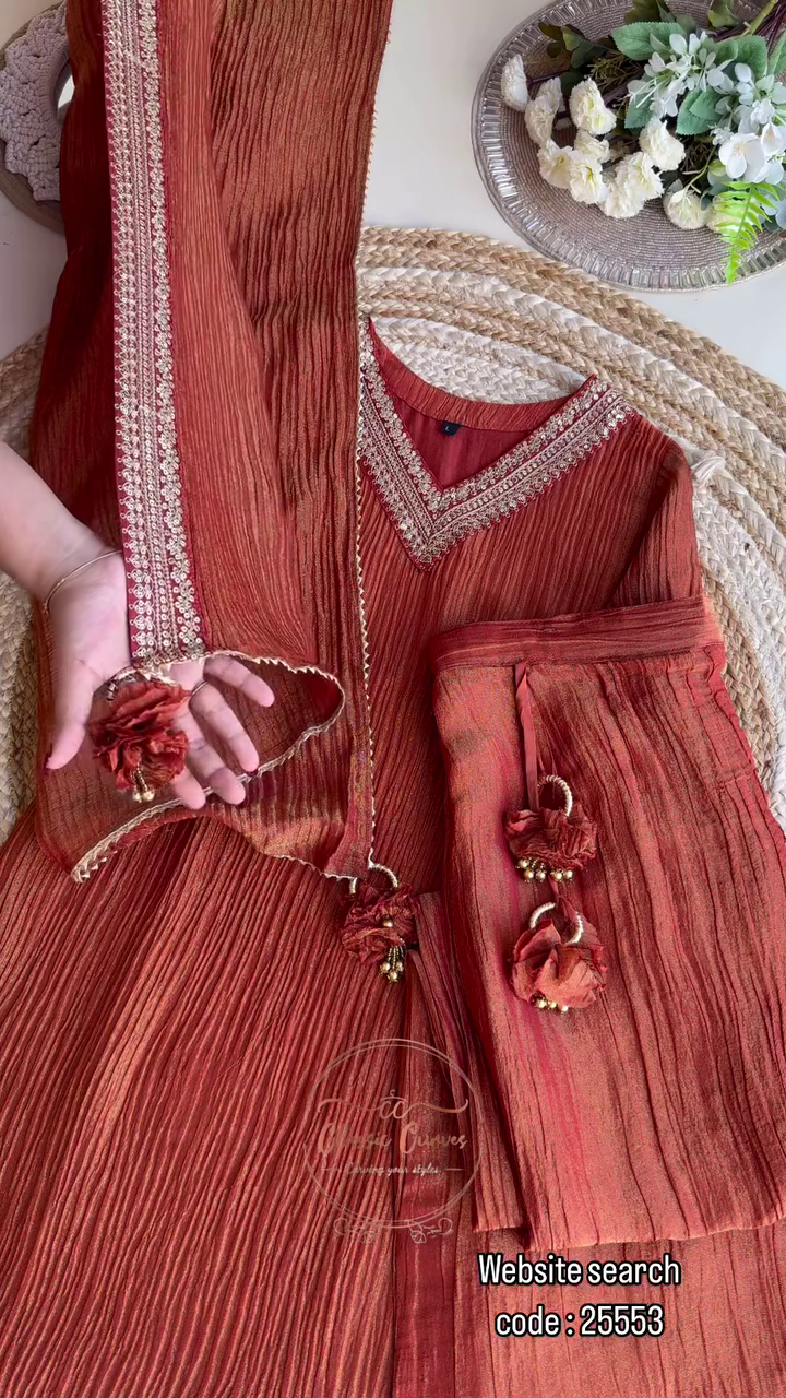 Golden Silk Kurti with Hand Embroidery 🌟 | Elegant Party Wear & Festive Outfit" - Image 4
