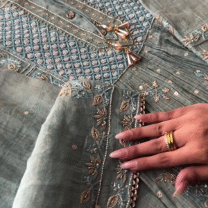 Pastel Green Silk Embroidered Kurta with Mirror & Thread Work – Designer Festive and Wedding Wear Outfit 💚🌸👑