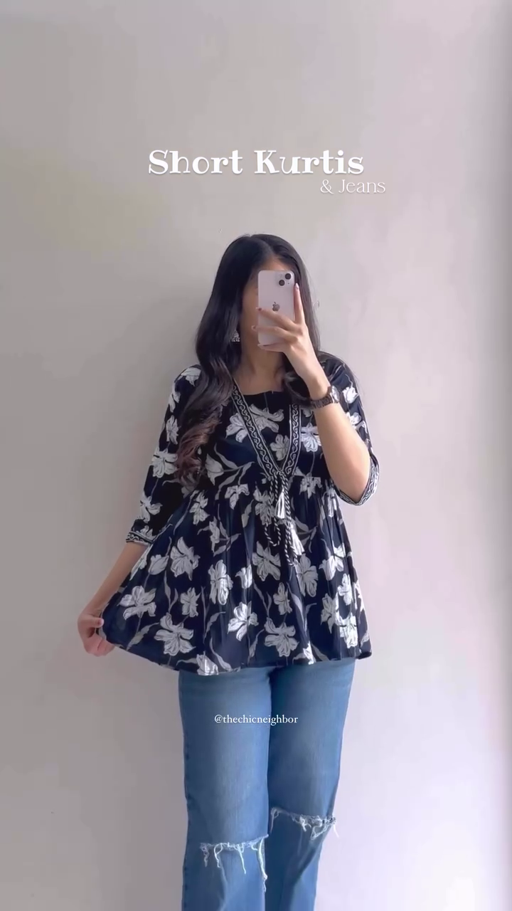Black Ikat Print Short Kurti – Trendy Ethnic Top for Jeans & Casual Wear - Image 11