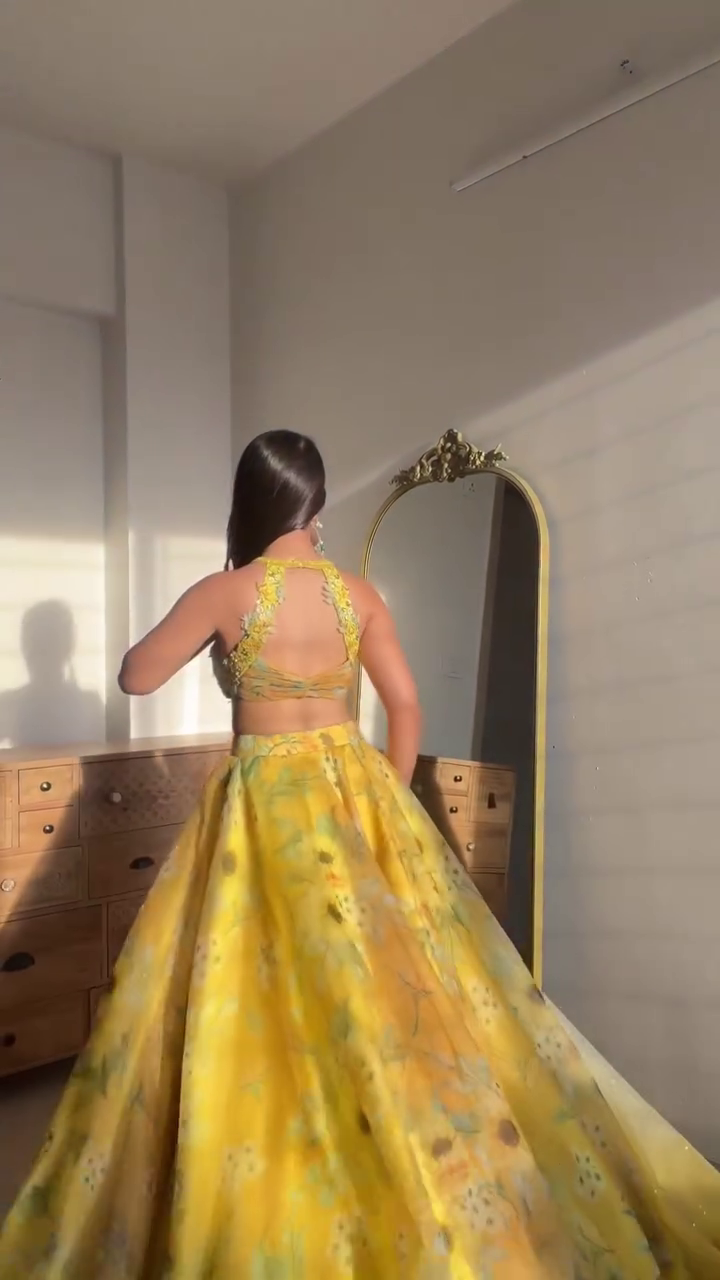 Sunshine Yellow Embroidered Lehenga Choli – Elegant Festive & Wedding Wear - Image 2
