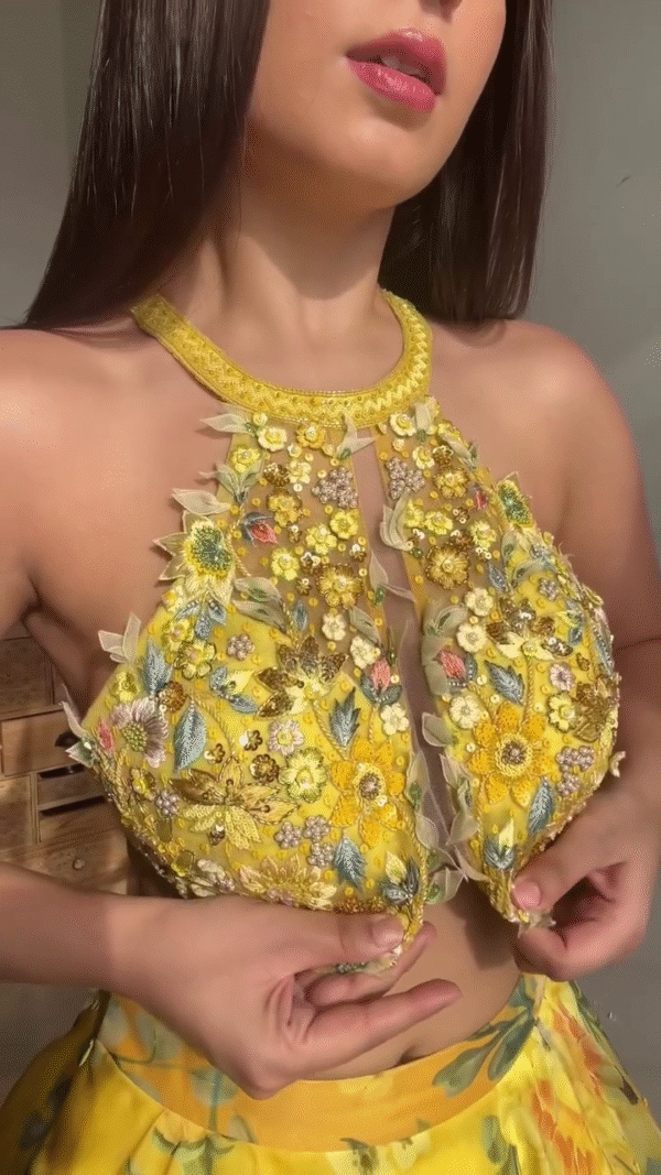 Sunshine Yellow Embroidered Lehenga Choli – Elegant Festive & Wedding Wear - Image 6