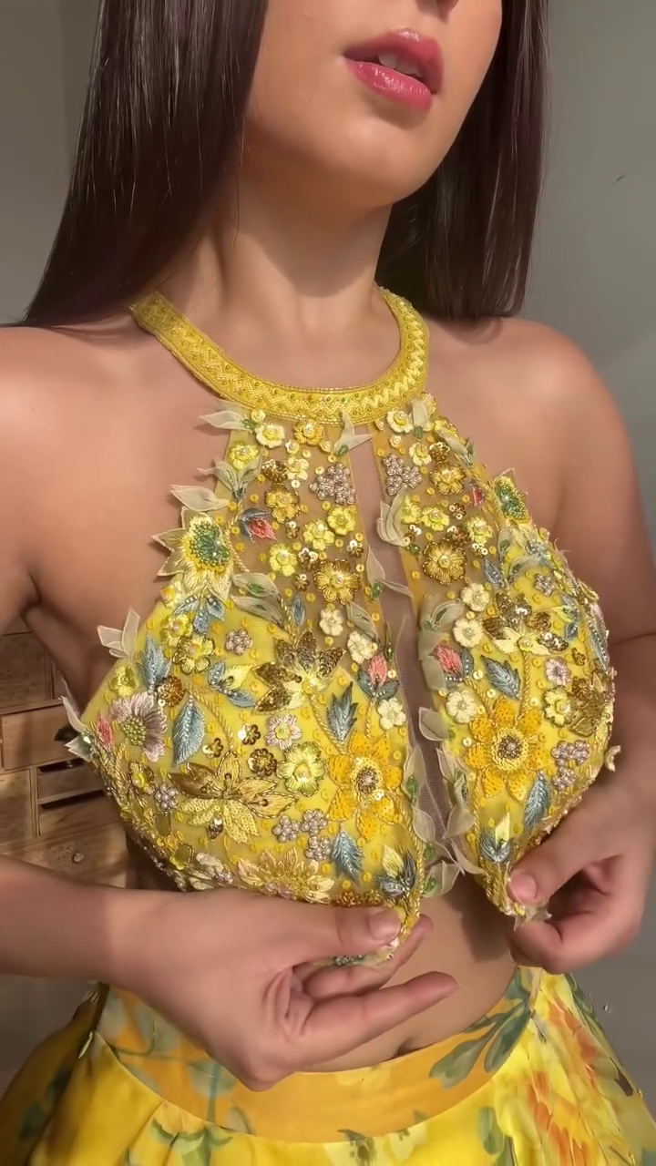 Sunshine Yellow Embroidered Lehenga Choli – Elegant Festive & Wedding Wear - Image 6