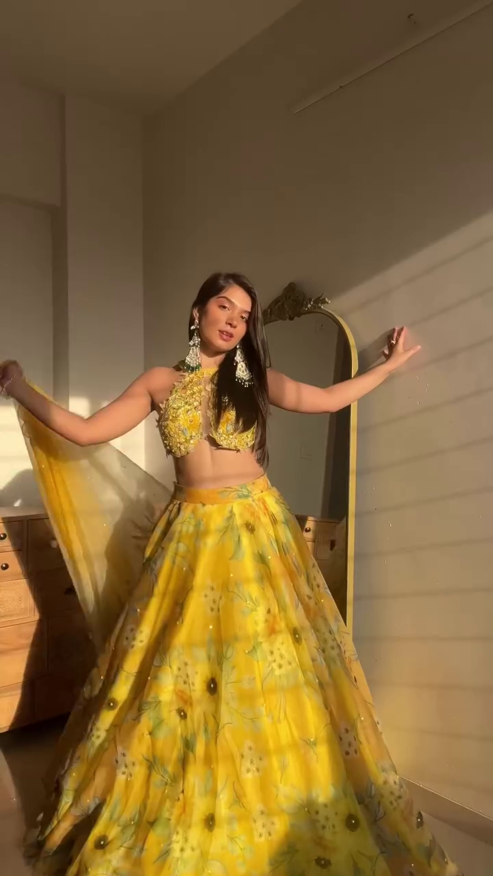 Sunshine Yellow Embroidered Lehenga Choli – Elegant Festive & Wedding Wear - Image 3