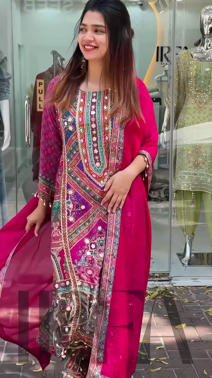 Multicolor Embroidered Long Kurti with Straight Pants - Image 7