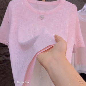 Blush Glow Pastel Pink Knit Top with Subtle Sparkle