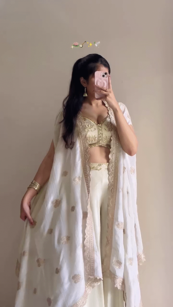 Mint Green Embroidered Festive Co-Ord Set – Elegant Party Wear - Image 4