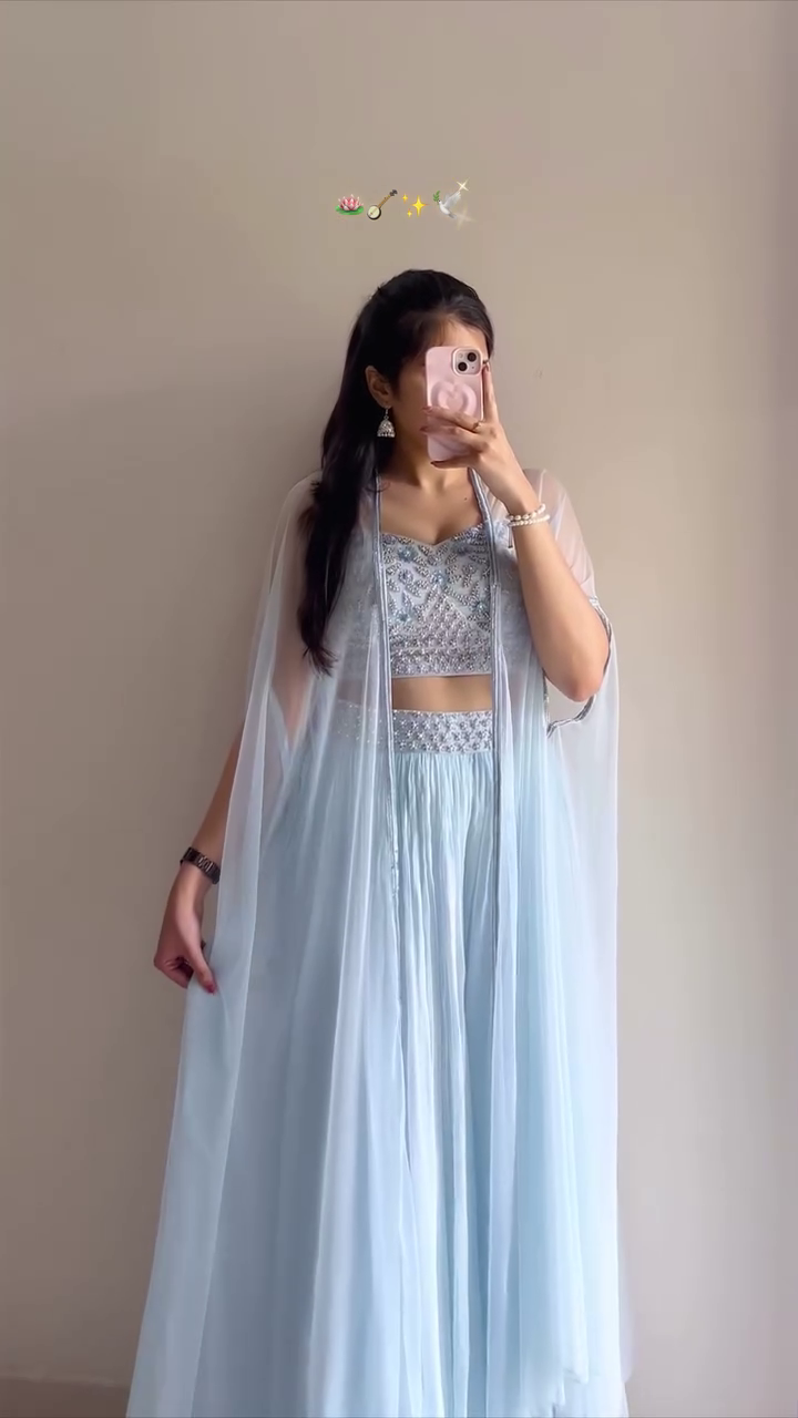Mint Green Embroidered Festive Co-Ord Set – Elegant Party Wear - Image 2