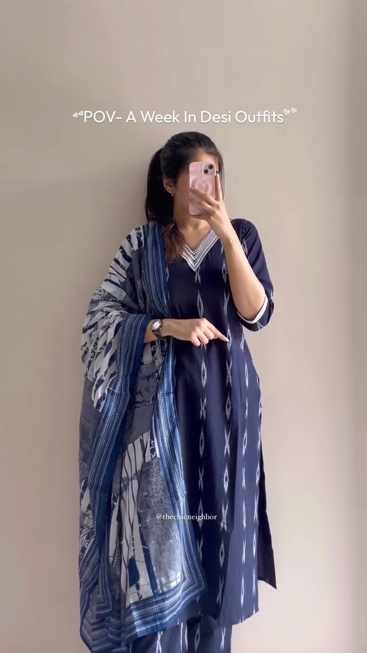 Teal Blue Embroidered Kurta with Printed Dupatta – Elegant Ethnic Charm - Image 6