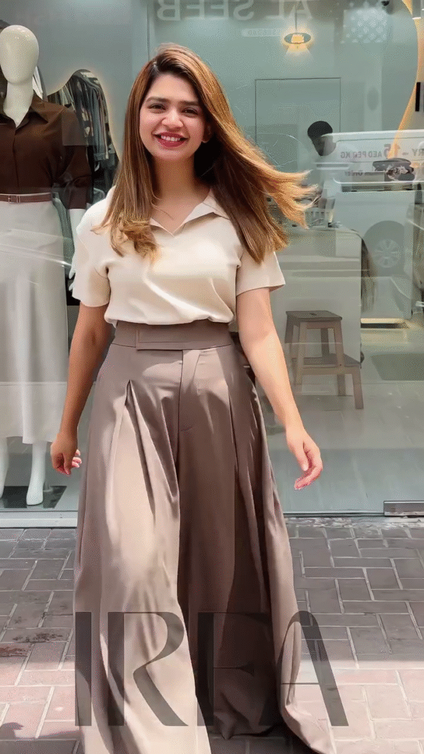 Black Polo Top with High-Waist Wide-Leg Trousers – Effortless Street Chic - Image 5