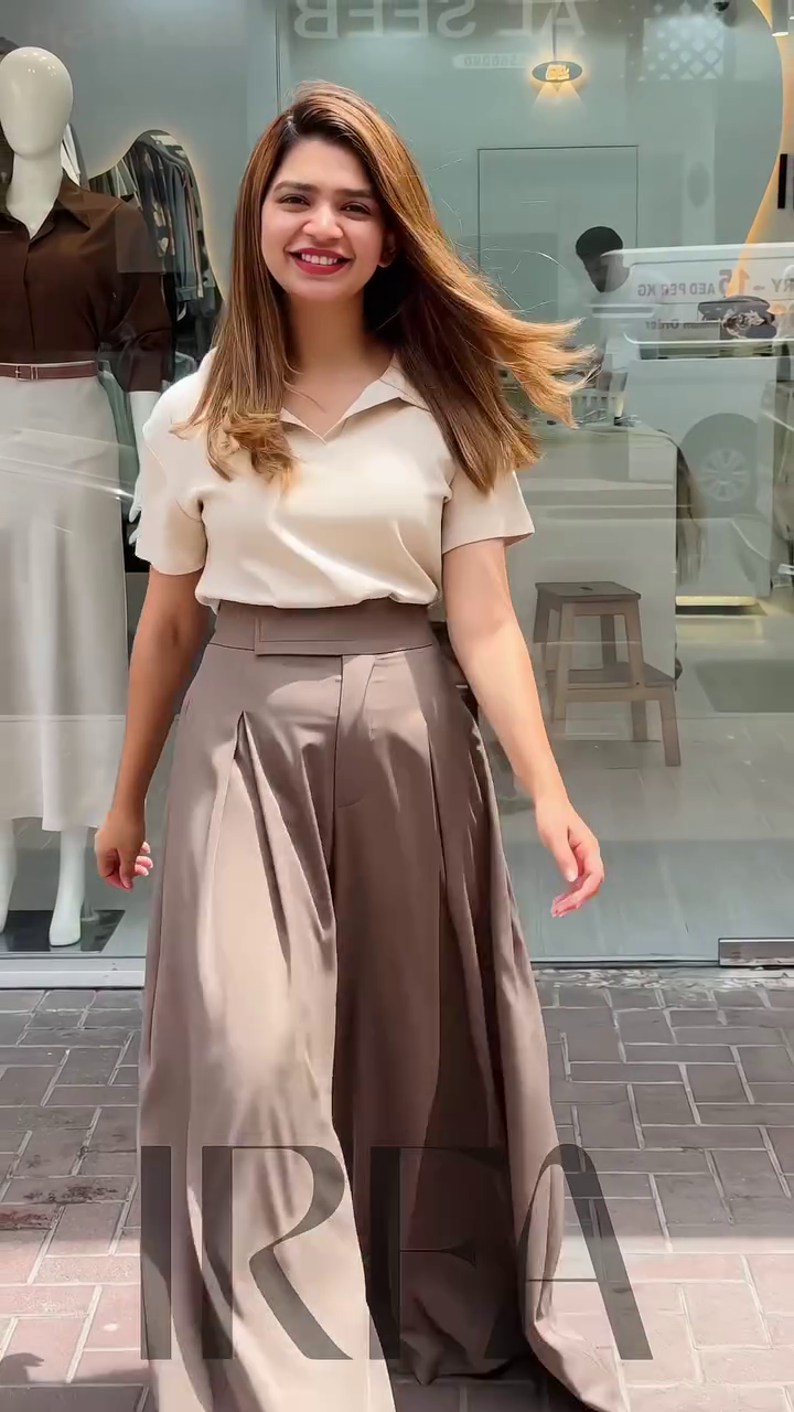 Black Polo Top with High-Waist Wide-Leg Trousers – Effortless Street Chic - Image 5