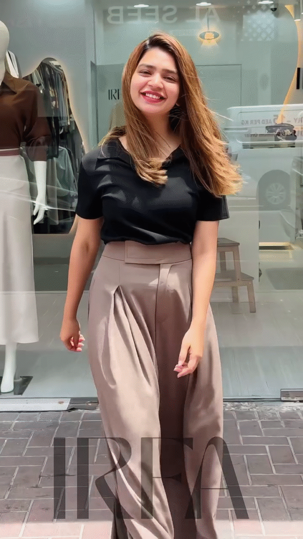 Black Polo Top with High-Waist Wide-Leg Trousers – Effortless Street Chic