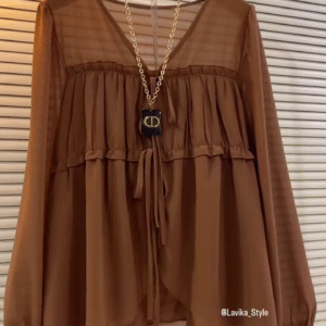 Cocoa Breeze Ruffle Chiffon Blouse