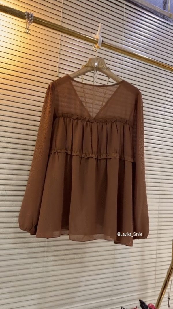 Cocoa Breeze Ruffle Chiffon Blouse - Image 6